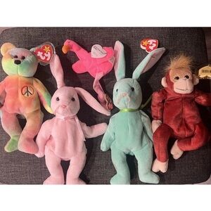 Ty Retired Original Beanie Babies Plush Toys Assorted Animals 1990s Lot Of 21